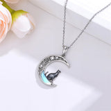Sterling Silver Moonstone Wolf Cat Koala  Lion Moon Pendant Necklace