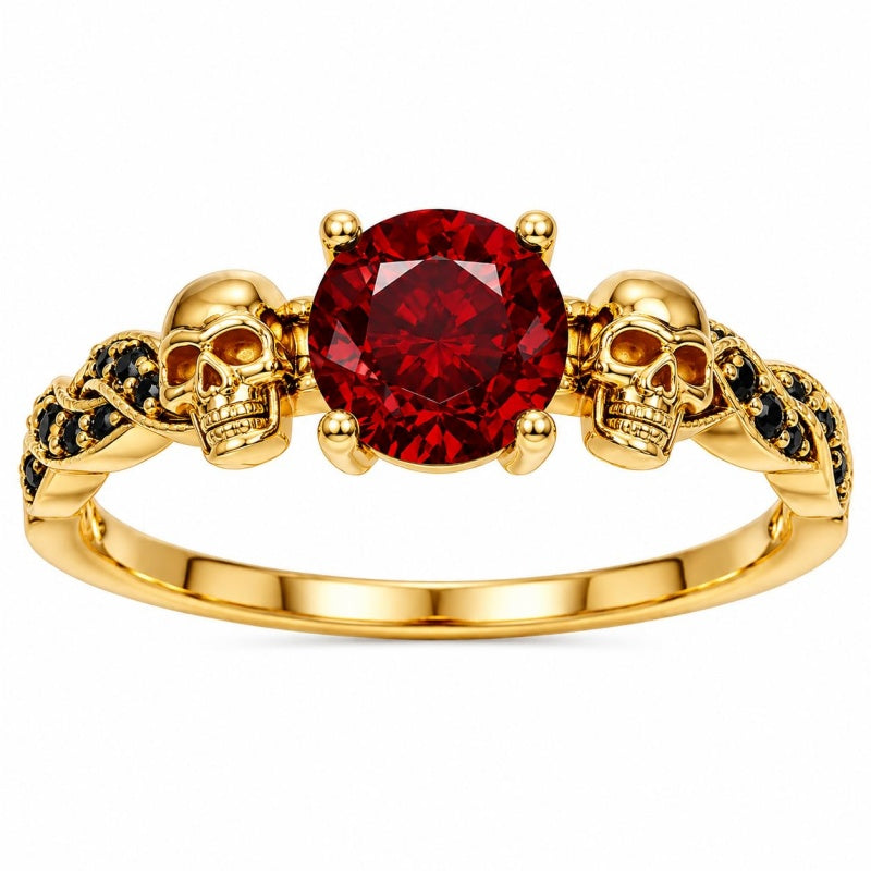 Sterling Silver 10K 14K 18K Gold Personalized Gothic Skull Ring Exquisite Spooky Jewelry for Halloween Lovers