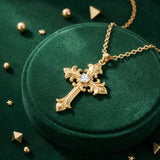 10K 14K 18K Gold Cross Pendant Necklace Religious Jewelry Gifts for Men and Women