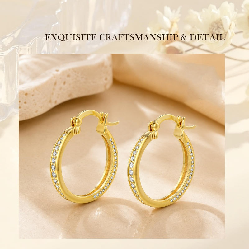 14K Gold Plated Cubic Zircon Hoop Earrings for Women
