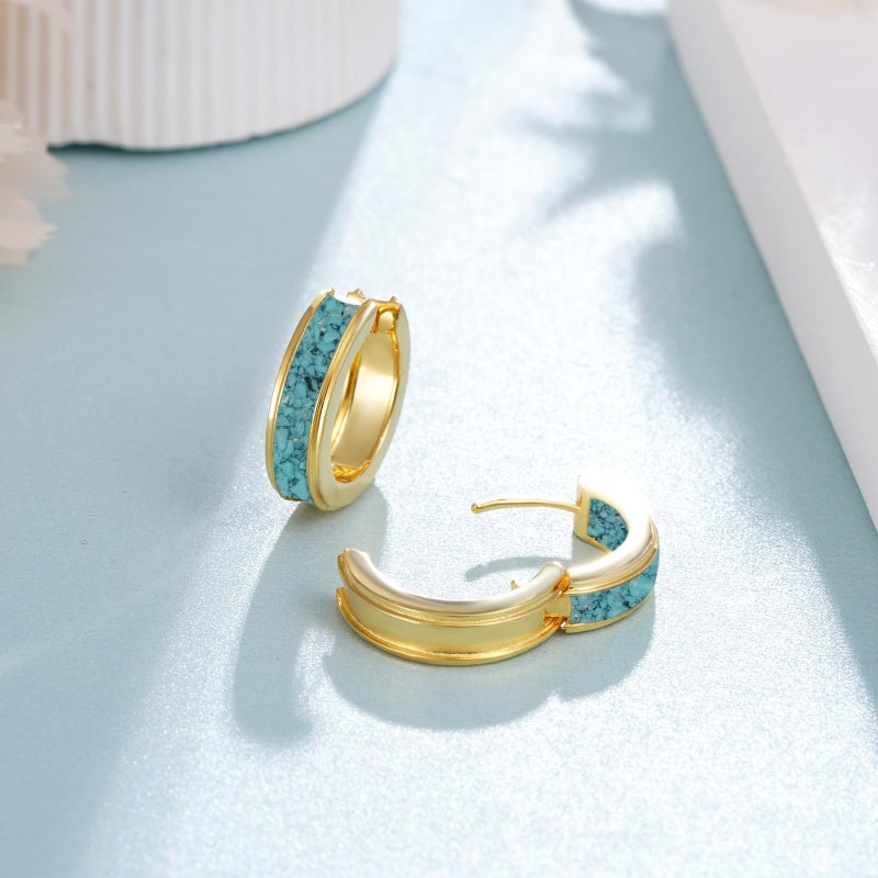 14K Gold Plated Viking  Hoop Earrings for Men