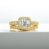Sterling Silver Main Stone Round Cut 1CT Moissanite Wedding Rings Set Engagement Bridal Rings
