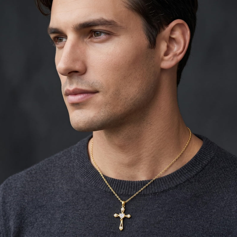 10K 14K 18K Gold Cross Pendant Necklace Religious Jewelry Gifts for Men and Women