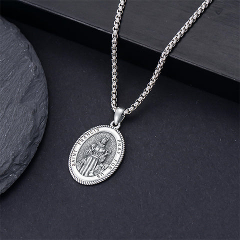 Sterling Silver Saint Joseph St Michael Saint Peter Saint Christopher Religious Pendant Necklace