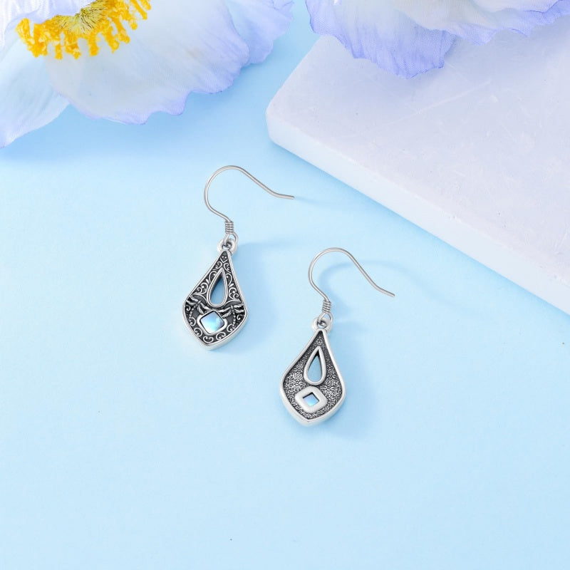 Sterling Silver Moonstone Filigree Bee Dragonfly Hummingbird Butterfly Dangle Earrings for Women Christmas Gift