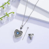 Sterling Silver Heart Crystal Personalized Photo Engraved Heart Flower Urn Necklace for Ashes