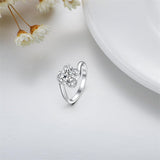Sterling Silver Personalized Engraved Moissanite Engagement Wedding Anniversary Ring