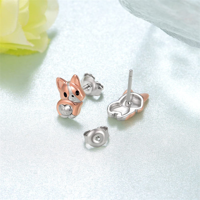 Corgi Earrings for Girls 925 Sterling Silver Corgi Stud Earrings Kawaii Corgil Animal Jewelry Gifts for Girls Women Corgi Lovers