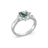 Heart Natural Moss Agate Ring Personalized Wedding Engagement Promise Ring Birthday Christmas Mother's Day Jewelry Gifts for Women Girls