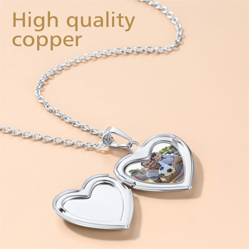 Copper Personalized Photo Heart Pendant Necklace
