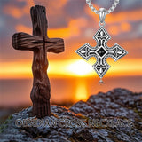 Sterling Silver Cross Christian Pendant Necklace for Men