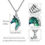 Horse Cremation Jewellery Urn Necklaces 925 Sterling Silver Horse Necklace Abalone Shell Ashes Jewellery Memorial Gifts