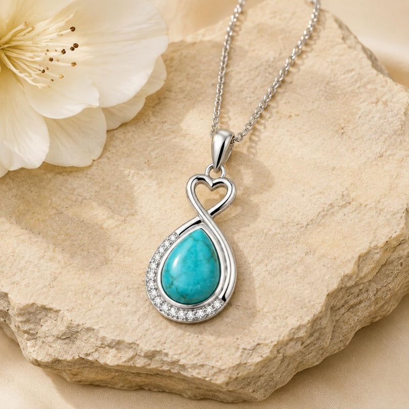 Sterling Silver Teardrop Gemstone Rose Butterfly Infinity Heart Necklace for Women