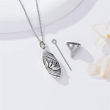 Sterling Silver Oval Paw Prints Dog FootPrints  Heart Rabbit Urn Necklace for Ashes Keepsake Jewelry for Women