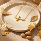 14K Gold Plated Cross Pendant Necklace for Women