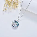 Sterling Silver Crystal Triple Moon Goddess Hamsa Hand Lotus Tree of Life Flower of Life Chakra Pendant Necklace