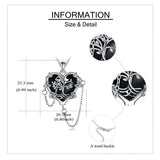 Sterling Silver Gothic Witches Heart Pendant Necklace