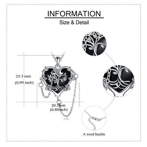 Sterling Silver Gothic Witches Heart Pendant Necklace