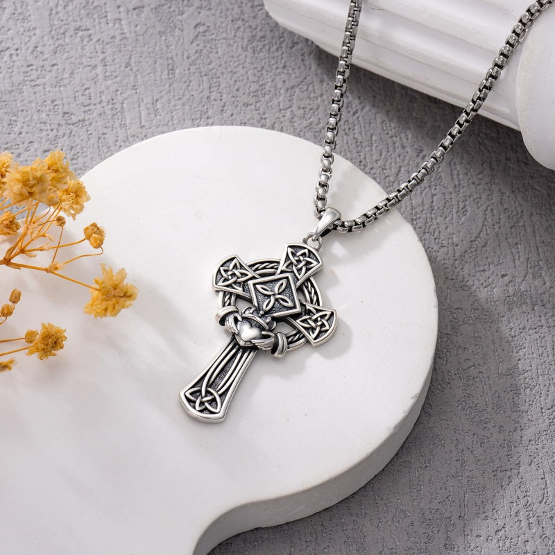 Sterling Silver Cross Pendant Necklace Christian Religious Jewelry Gifts for Anniversary