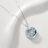Sterling Silver Crystal Triple Moon Goddess Hamsa Hand Lotus Tree of Life Flower of Life Chakra Pendant Necklace