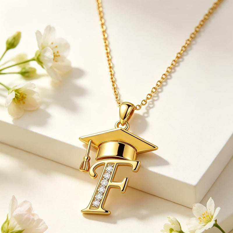 Initial  Graduation 14K Gold Plated Inspiring Grad Pendant Necklace Graduations Jewelry Gifts