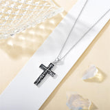 Sterling Silver Turquoise Abalone Shell Oxidation Cross Pendant Necklace