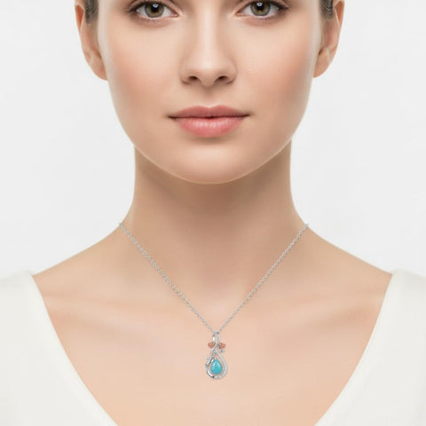 Sterling Silver Teardrop Gemstone Rose Butterfly Infinity Heart Necklace for Women