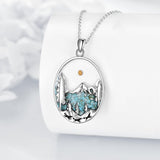 Sterling Silver Mountain Bear Pine Tree Sun Ocean Snowy Mountain Pendant Necklace