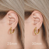 14K Gold Plated Wide-Band Profile Hoop Earring