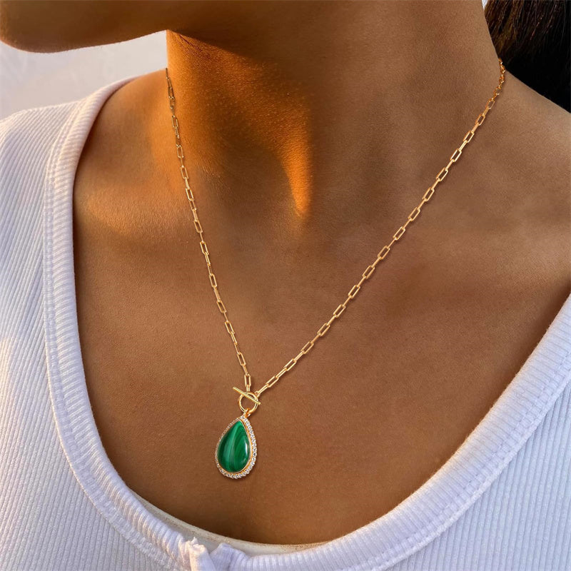 Sterling SilverTurquoise Red Coral Lapis Lazuli Malachite Paperclip Chain Necklace