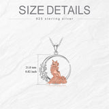 Mothers Day Gifts Fox Necklace 925 Sterling Silver Fox Moon Pendant Jewelry for Women Girls Gifts