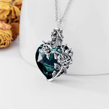 Sterling Silver Heart TearDangle Crystal Rose Cremation Urn Necklace for Ashes