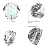 Sterling Silver Moss Agate Moonstone Branch Engagement Wedding Promise Ring  for Her