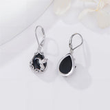 Sterling Silver Filigree Black Onyx  Bee Hummingbird Leverback Earrings