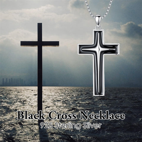 Sterling Silver Cross Christian Pendant Necklace for Men