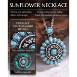 Sterling Silver Turquoise Cone Sunflower Tree of Life Pendant Necklace