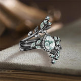 Sterling Silver 10K 14K 18K Gold 2CT Moss Agate Vine Leaf Women's Bridal Ring Sets for Wedding Engagement