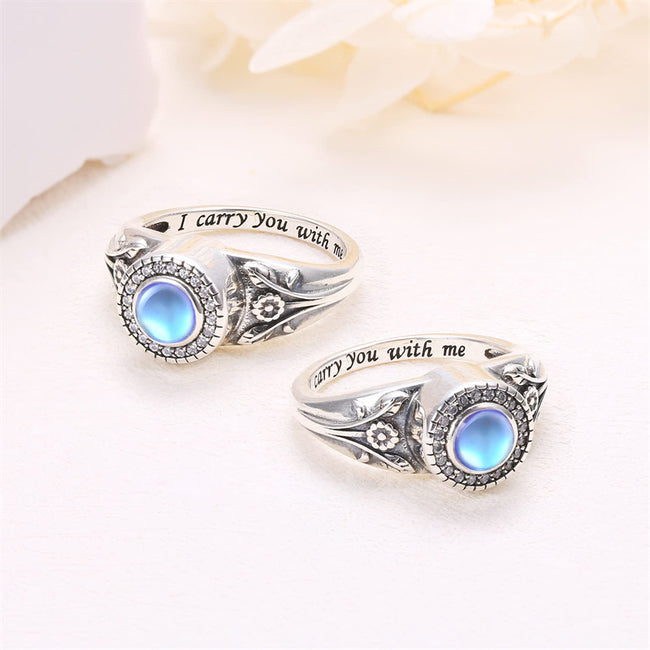 925 SterlingSunflower Urn Ring Hold Loved Ones Ashes Forever In My Heart Keepsake Memorial Jewelry Cremation Rings for women