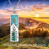 Sterling Silver Mountain Bear Pine Tree Sun Ocean Snowy Mountain Pendant Necklace