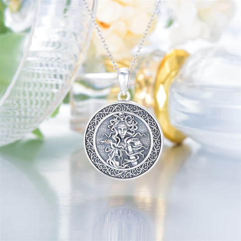 Sterling Silver Aztec Lion Cross Pendant Necklace