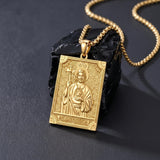 14K Gold PlatedJesus Saint Michael Saint George Saint Jude Pendant Necklace