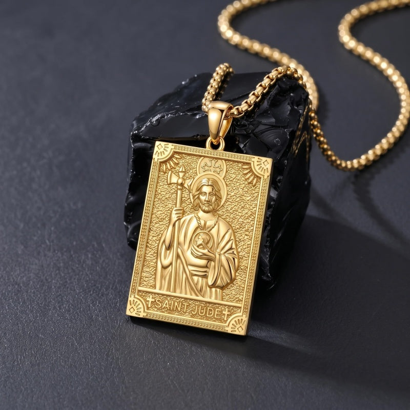14K Gold PlatedJesus Saint Michael Saint George Saint Jude Pendant Necklace