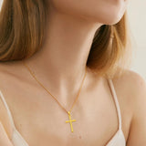 14K Gold Plated Cross Pendant Necklace Faith Jewelry Gift for Women