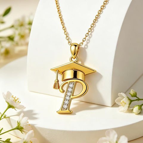 Initial  Graduation 14K Gold Plated Inspiring Grad Pendant Necklace Graduations Jewelry Gifts