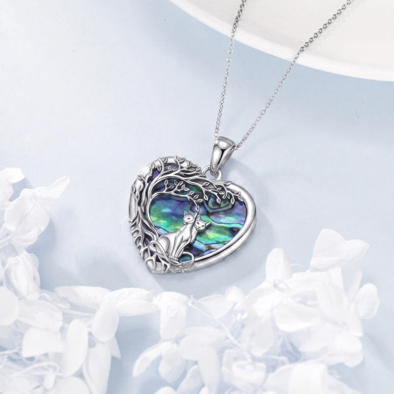 Sterling Silver Tree of Life Heart Shaped Horse Cat Dragonfly Butterfly Hummingbird Pendant Necklace