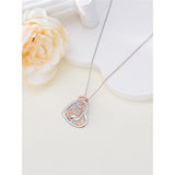 Sterling Silver Cubic Zirconia Dinosaur with 1 2 3 4  Cubs Pendant Necklace