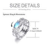 Fidget Rings for Anxiety 925 Sterling Silver Moonstone Moss Agate Spinner Rings for Women Anti Stress Gifts Band