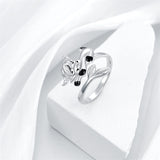 925 Sterling Silver Cute Animal Ring Adjustable Open Ring  Jewelry Gift for Women Girls