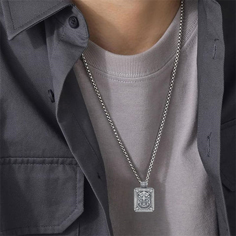 Sterling Silver Eagles Wolf Lion Pendant Necklace For Men with Stainless Steel Chain