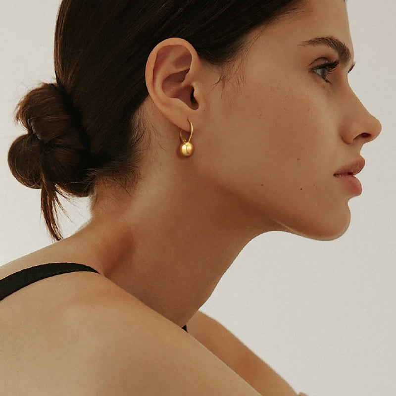 14K Gold Plated Bold Ball  Leverback Earrings for Women